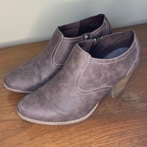 Brown suede booties